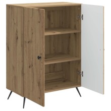 Шкаф с 2 врати и геометрични фронтове, дъб артизан, 66 x 34,5 x 90 см