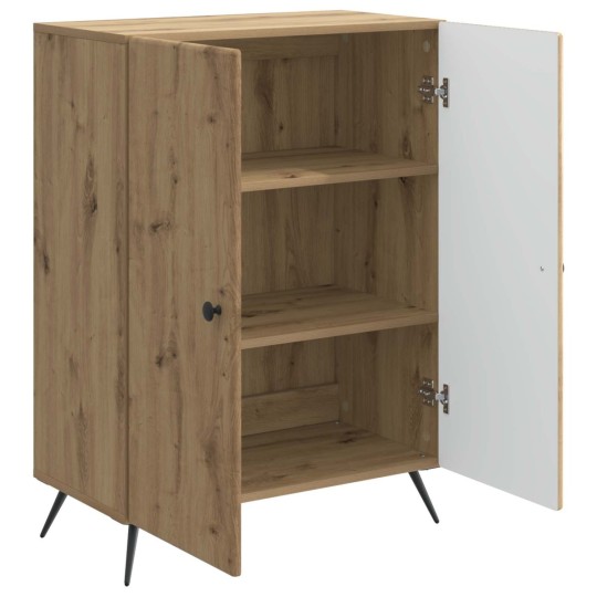 Шкаф с 2 врати и геометрични фронтове, дъб артизан, 66 x 34,5 x 90 см