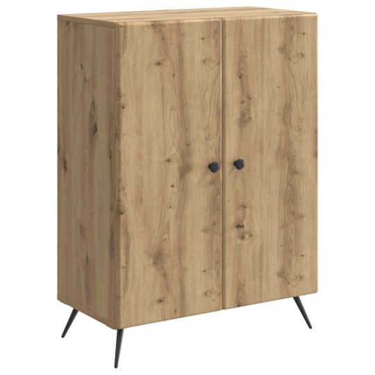 Шкаф с 2 врати и геометрични фронтове, дъб артизан, 66 x 34,5 x 90 см