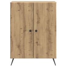 Шкаф с 2 врати и геометрични фронтове, дъб артизан, 66 x 34,5 x 90 см
