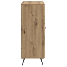 Шкаф с 2 врати и геометрични фронтове, дъб артизан, 66 x 34,5 x 90 см