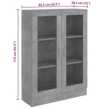 Шкаф витрина AVORA, бетонно сив, 82,5 x 30,5 x 115 см