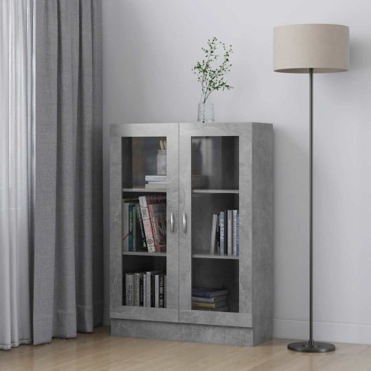 Шкаф витрина AVORA, бетонно сив, 82,5 x 30,5 x 115 см