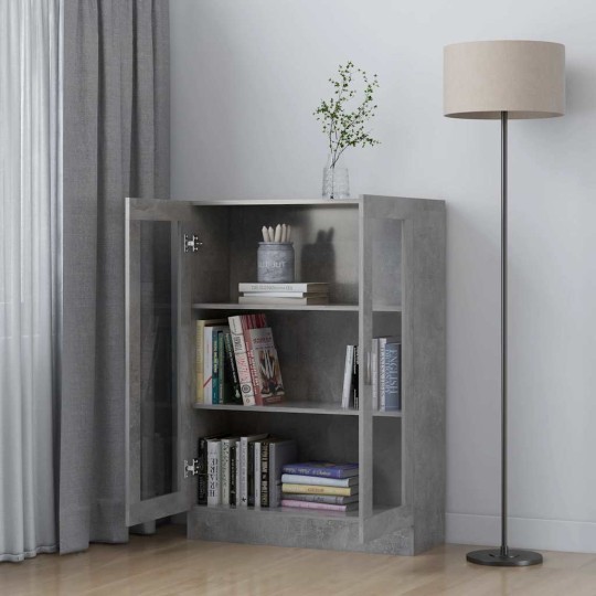 Шкаф витрина AVORA, бетонно сив, 82,5 x 30,5 x 115 см