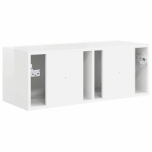 Стенен ТВ шкаф LINEA с вертикално фрезован фронт, бял гланц, 78,5 x 30 x 29,5 см