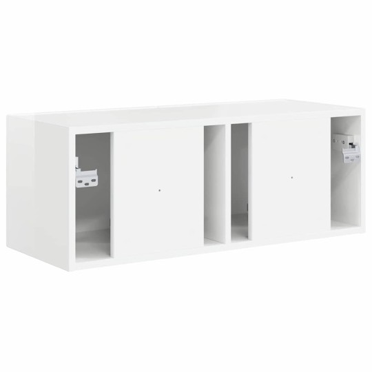 Стенен ТВ шкаф LINEA с вертикално фрезован фронт, бял гланц, 78,5 x 30 x 29,5 см