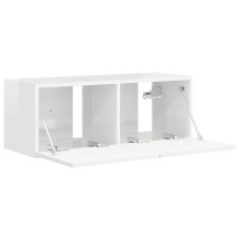 Стенен ТВ шкаф LINEA с вертикално фрезован фронт, бял гланц, 78,5 x 30 x 29,5 см