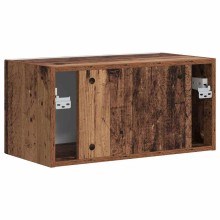 Стенен ТВ шкаф LINEA с вертикално фрезован фронт, състарено дърво, 60 x 31 x 29,5 см