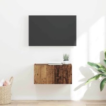 Стенен ТВ шкаф LINEA с вертикално фрезован фронт, състарено дърво, 60 x 31 x 29,5 см