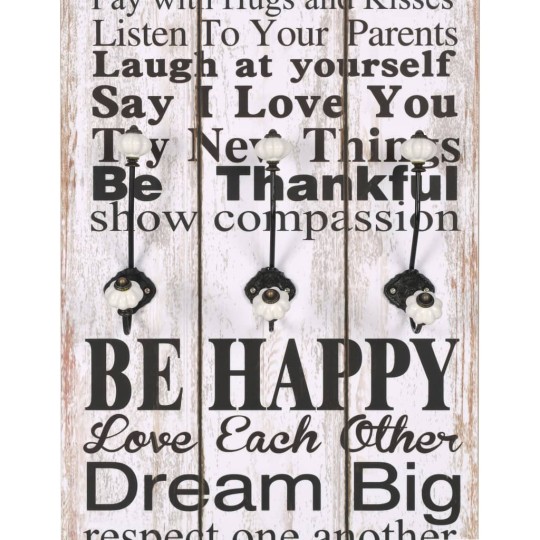 Стенна закачалка FUN с 6 куки FAMILY RULES, 120 x 40 см