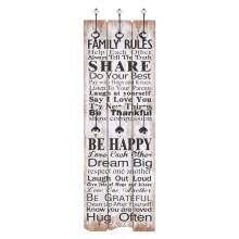 Стенна закачалка FUN с 6 куки FAMILY RULES, 120 x 40 см