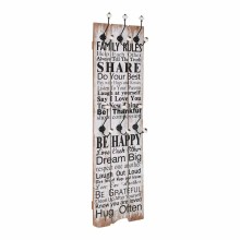Стенна закачалка FUN с 6 куки FAMILY RULES, 120 x 40 см