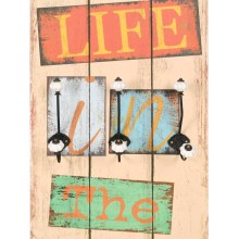 Стенна закачалка FUN с 6 куки LIVE LIFE, 120 x 40 см