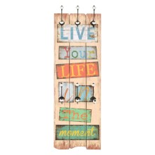 Стенна закачалка FUN с 6 куки LIVE LIFE, 120 x 40 см
