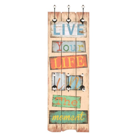 Стенна закачалка FUN с 6 куки LIVE LIFE, 120 x 40 см