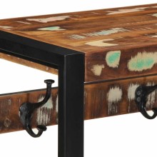 Стенна закачалка с рафт, масивна регенерирана дървесина, многоцветна, 80 x 35 x 35 см