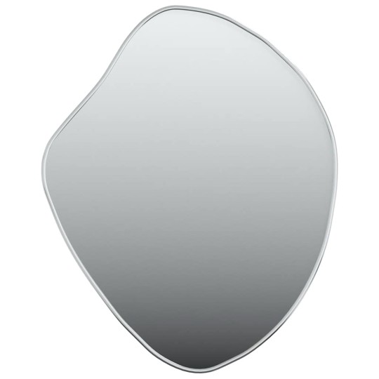 Стенно асиметрично огледало с фина сребриста рамка 60 x 50 см