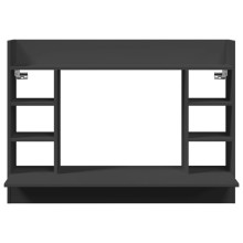 Стенно бюро с отворени рафтове и органайзер, черно