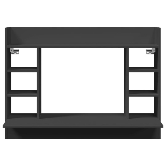 Стенно бюро с отворени рафтове и органайзер, черно