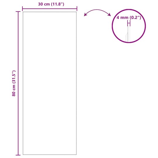 Стенно огледало без рамка от закалено стъкло 30 x 80 см