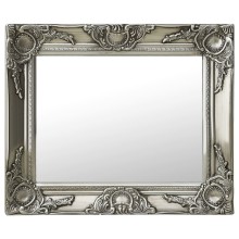 Стенно огледало със сребриста барокова рамка от масивно дърво 50 x 40 см