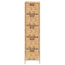 Тесен органайзер с 5 кошници от воден хиацинт, кафяв, 25,5 x 37 x 100 см