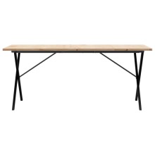 Трапезна маса в стил Industrial Modern, чамова дървесина масив и черна стомана, 180 x 90 см