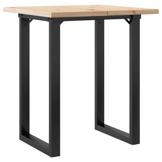 Трапезна маса в стил Industrial Modern, чамова дървесина масив и черна стомана, 70 x 70 см