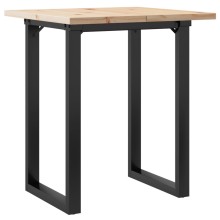 Трапезна маса в стил Industrial Modern, чамова дървесина масив и черна стомана, 70 x 70 см