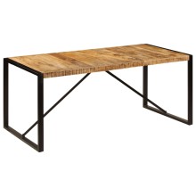 Трапезна маса в стил Industrial Modern, кафяво масивно мангово дърво и черна стомана, 180 x 90 см