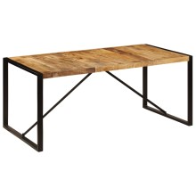 Трапезна маса в стил Industrial Modern, кафяво масивно мангово дърво и черна стомана, 180 x 90 см