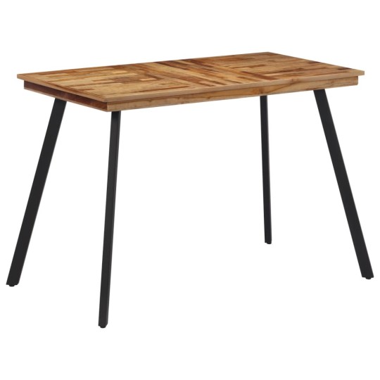 Трапезна маса в стил Mid-Century Modern, тиково дърво масив и черна стомана, 120 x 62 см