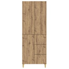 Висок модулен шкаф FLORA с 3 врати и 3 чекмеджета, дъб артизан, 33 x 34,5 x 180 см