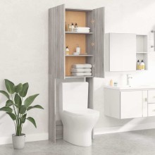 Висок шкаф за пералня с 2 врати и 3 отделения, сив дъб сонома, 64 x 25,5 x 190 см