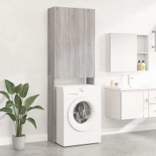 Висок шкаф за пералня с 2 врати и 3 отделения, сив дъб сонома, 64 x 25,5 x 190 см