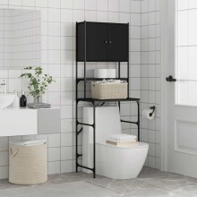 Висок шкаф за пералня с работен плот и горен модул, черен, 68 x 48,5 x 194 см