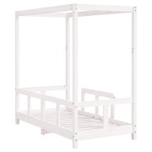 Бебешко Монтесори легло с висока рамка, бяло, 70x140 см, бор масив