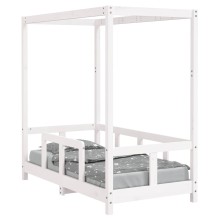 Бебешко Монтесори легло с висока рамка, бяло, 70x140 см, бор масив