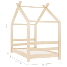 Бебешко Монтесори легло тип къщичка от масивна борова дървесина, 70 x 140 см