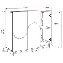 Бюфет ORBITA с фрезовани фронтове с абстрактни кръгови линии, бял, 85,5 x 31 x 75 см