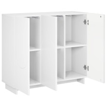 Бюфет ORBITA с фрезовани фронтове с абстрактни кръгови линии, бял, 85,5 x 31 x 75 см