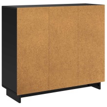 Бюфет ORBITA с фрезовани фронтове с абстрактни кръгови линии, черен, 85,5 x 31 x 75 см