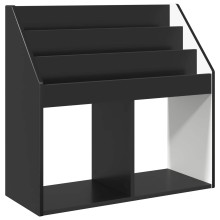 Детска етажерка за книги с открити отделения, черна, 72,5 x 29,5 x 69 см