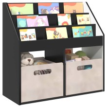 Детска етажерка за книги с открити отделения, черна, 72,5 x 29,5 x 69 см