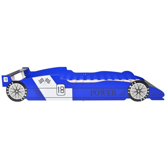 Детско легло състезателна кола от MDF, синьо, 90 x 200 см