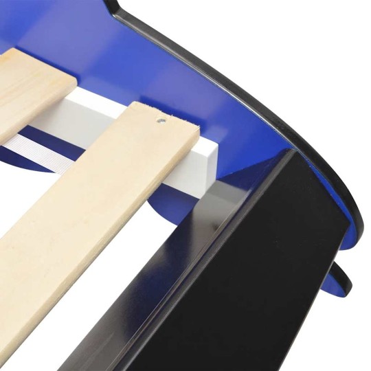 Детско легло състезателна кола от MDF, синьо, 90 x 200 см