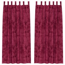 Кадифени завеси в цвят бордо с текстилни гайки (уши), 2 бр., 140 x 245 см
