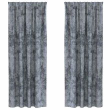 Кадифени завеси в цвят сив с комбиниран перделък, 2 бр., 140 x 225 см