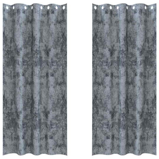Кадифени завеси в цвят сив с метални халки, 2 бр., 140 x 260 см