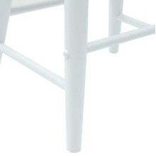 Комплект от 2 ниски бар стола тип табуретки в стил Mid-Century Modern от масивно каучуково дърво в бяло и сива тапицерия